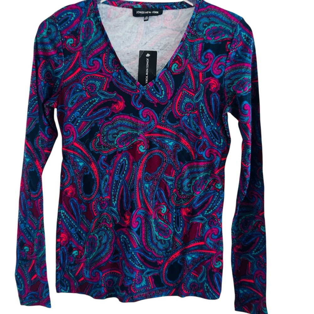 Jones New York Women's Paisley V-Neck Top - Multicolor